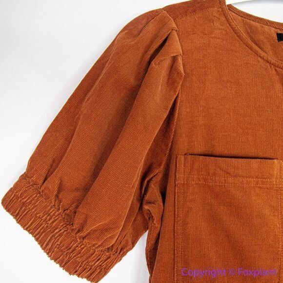 NEW‎ Madewell Corduroy Puff-Sleeve Button-Front Jumpsuit, 4P - Picture 7 of 16